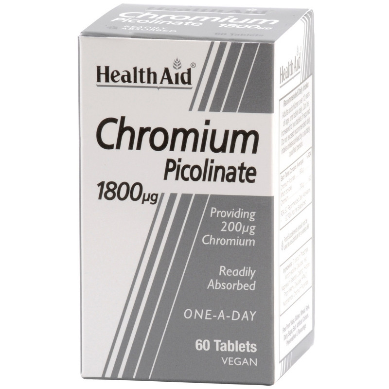 HEALTH AID Chromium Picolinate 1800mcg Συμπλήρωμα Διατροφής για Εξισορρόπηση του Μεταβολισμού 60 ταμπλέτες