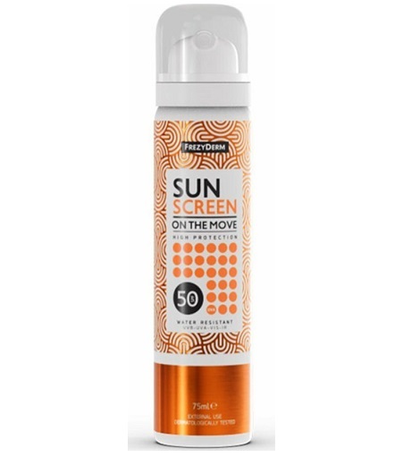 Frezyderm Sun Screen on the Move Mist SPF50 Αντηλιακό Σπρέι Προσώπου Ταχείας Εφαρμογής, 75ml