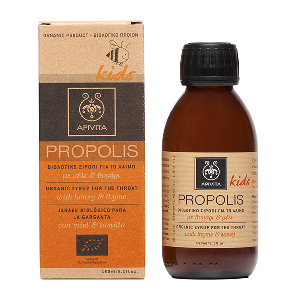 APIVITA PROPOLIS KIDS ΒΙΟΛΟΓΙΚΟ ΣΙΡΟΠΙ ΓΙΑ ΛΑΙΜΟ ΠΡΟΠΟΛΗ + ΘΥΜΑΡΙ 150ML